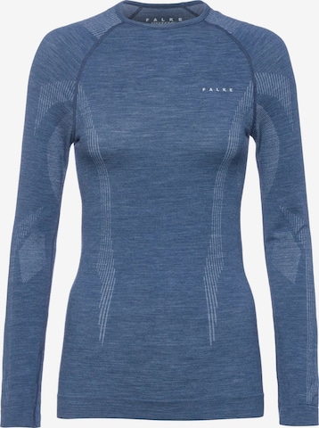FALKE Funktionsshirt 'Wool Tech' in Blau: Vorderseite