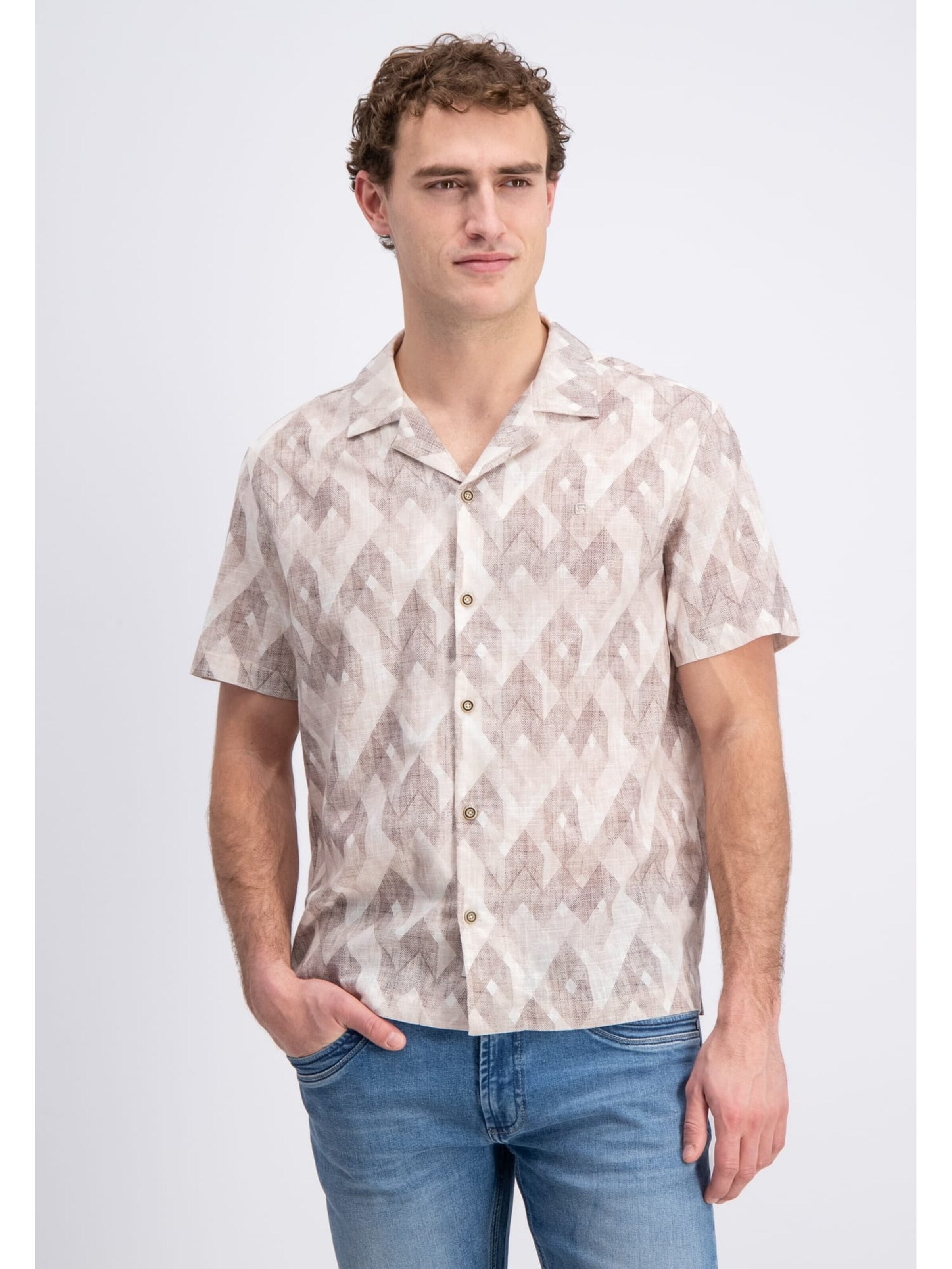 Gabbiano Comfort fit Button Up Shirt 'Roman' in Beige