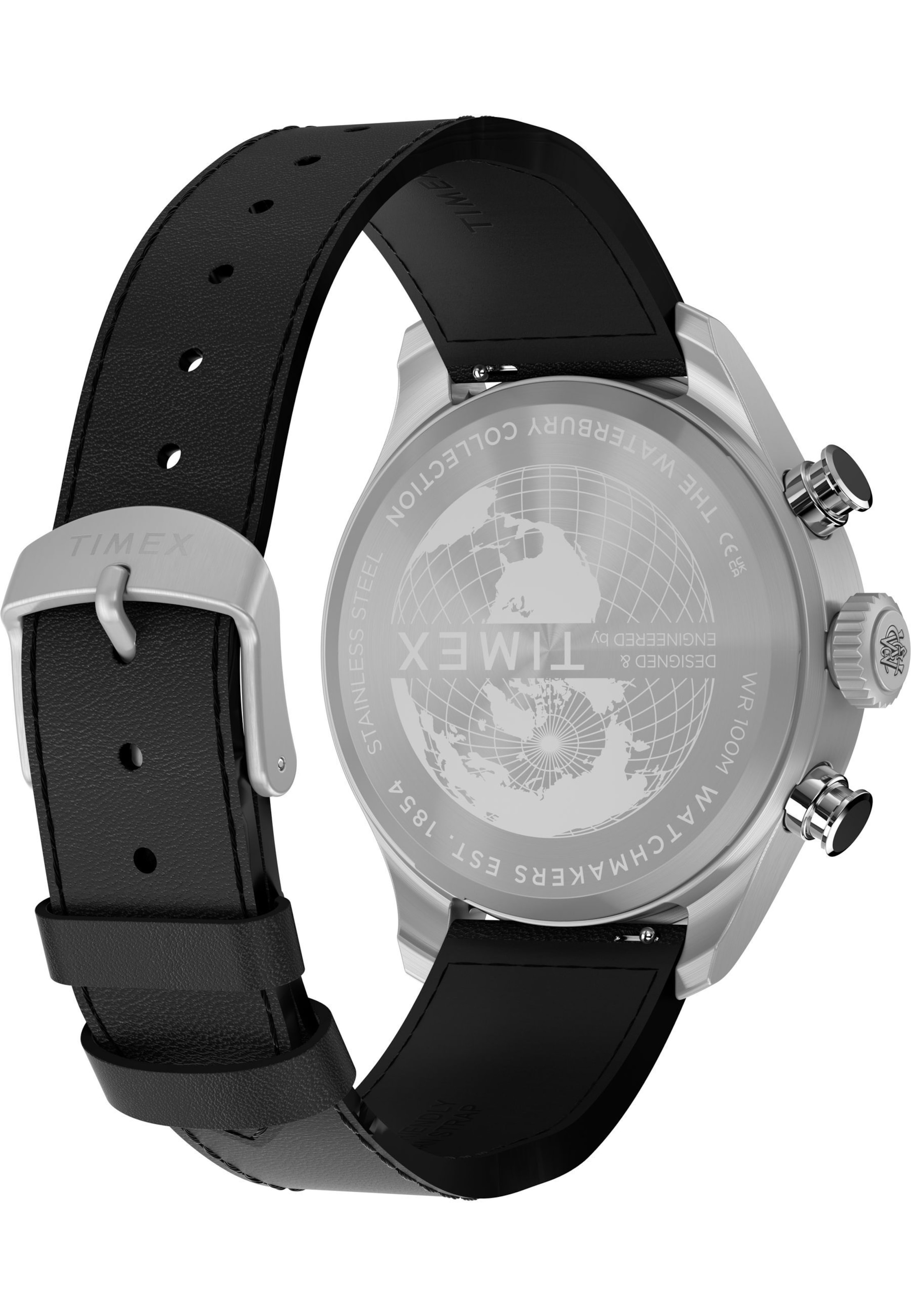TIMEX Analoog horloge 'Waterbury Ace Fly-Back' in Zwart