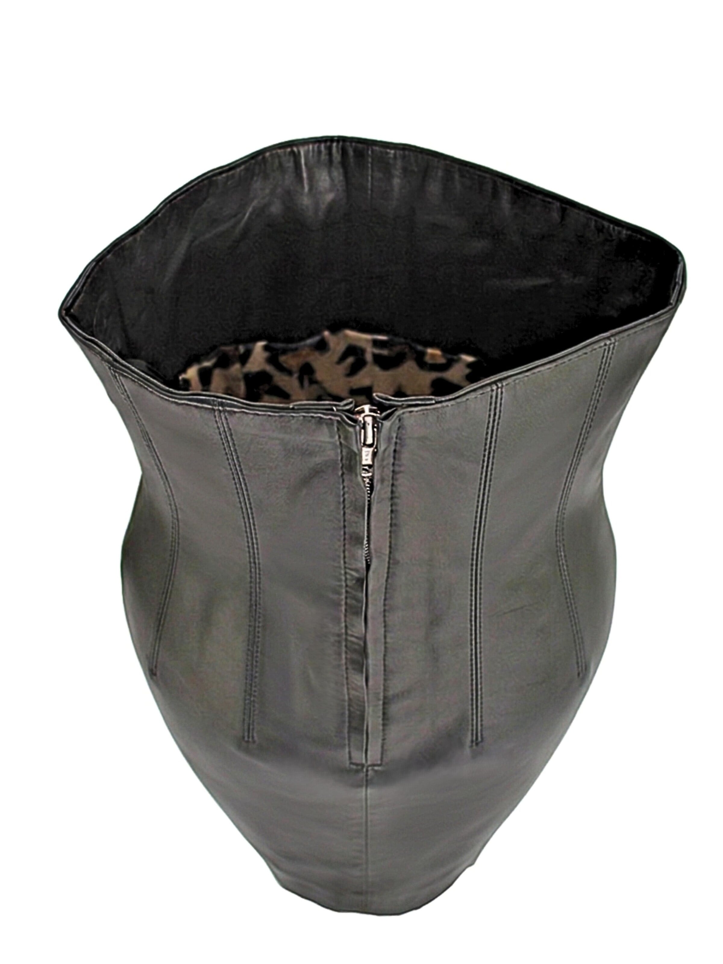 Be  Noble Rok 'Eleganter Lederrock Taillenhoch aus Lammnappa' in Zwart