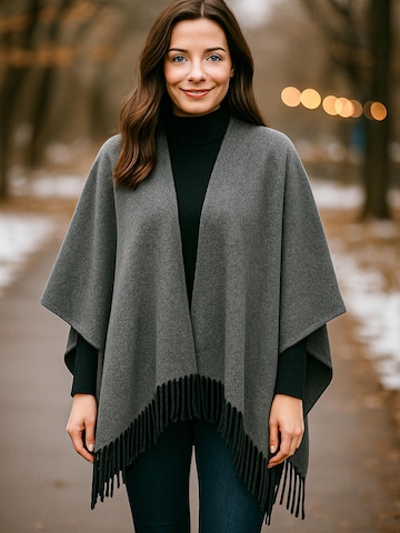 COLLEZIONE ALESSANDRO Cape 'Ponhito' in Grey: front