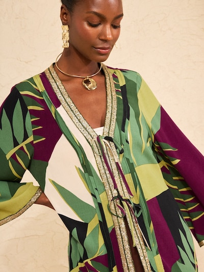 love & roses Kimono em creme / verde / cáqui / baga, Vista do artigo