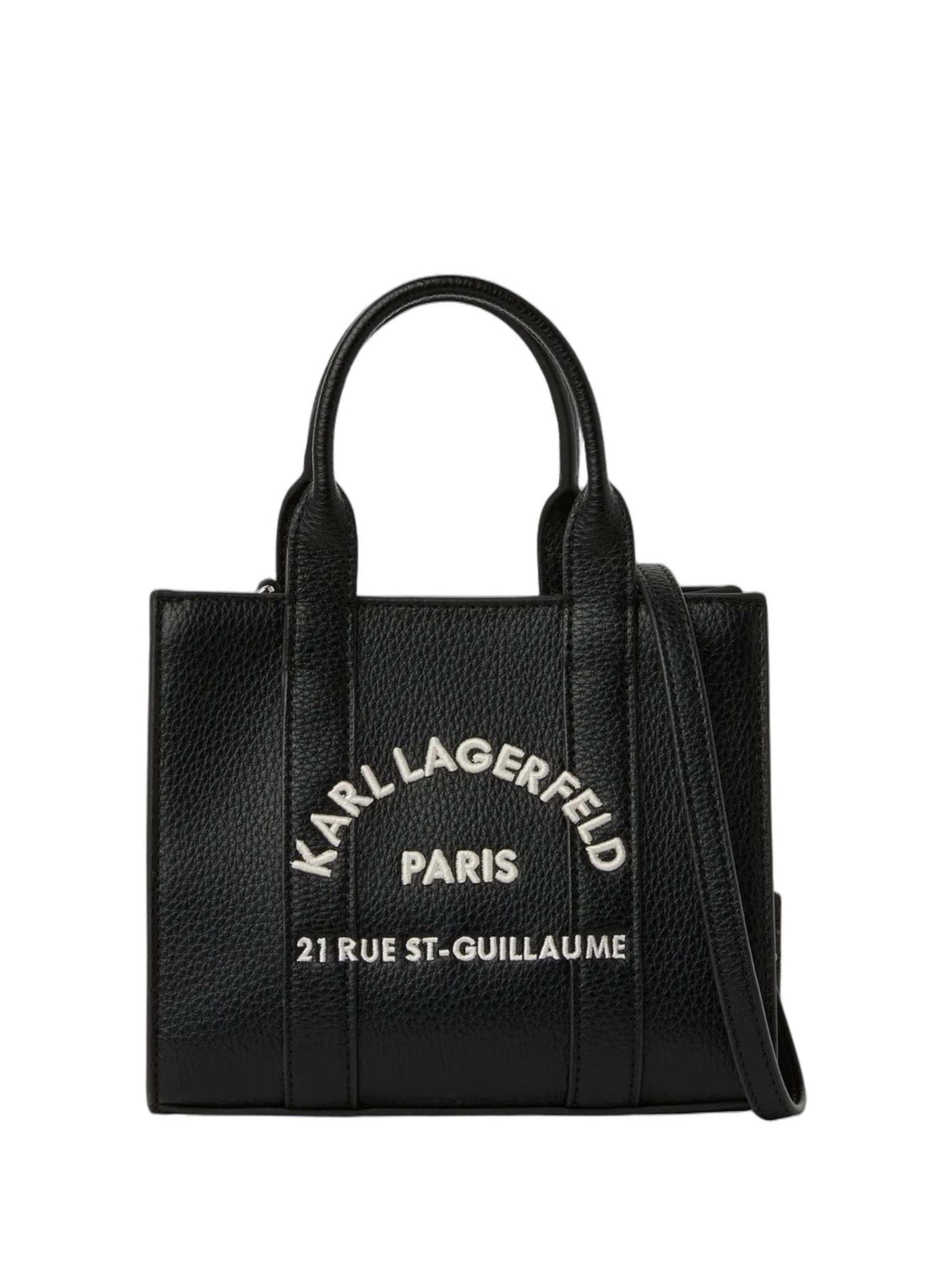 juoda Karl Lagerfeld Pirkinių krepšys 'Karl Lagerfeld Cabas Carré Mini Grainé Blanc & Noir': priekis