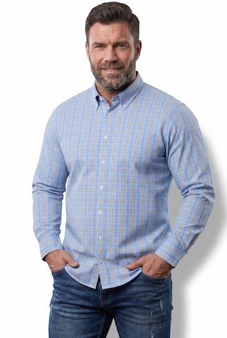 Men Plus Regular fit Button Up Shirt in Blue: front
