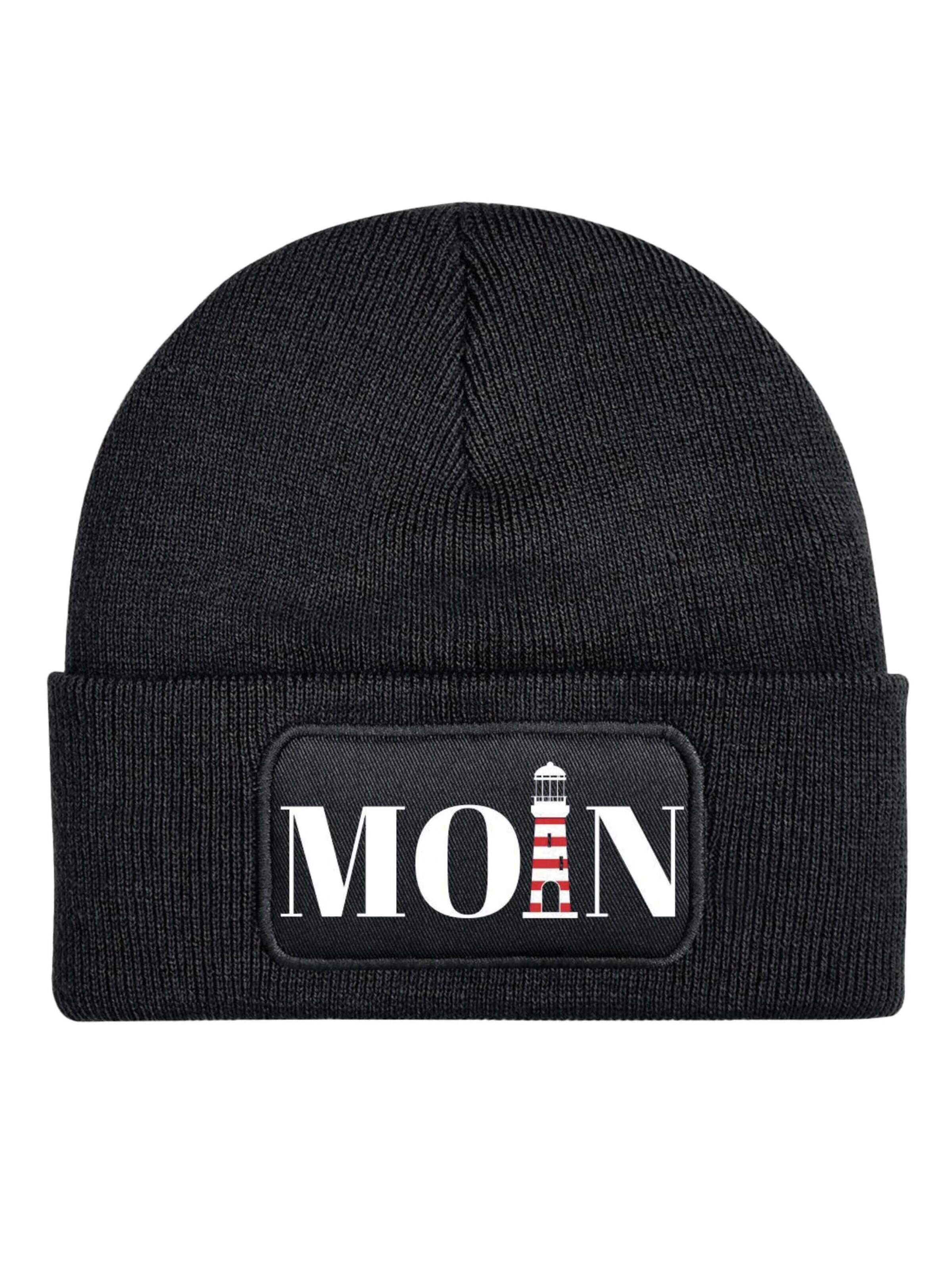 Youth Designz Mütze 'Moin Leuchtturm'‌‌‌ in Schwarz: Vorderseite
