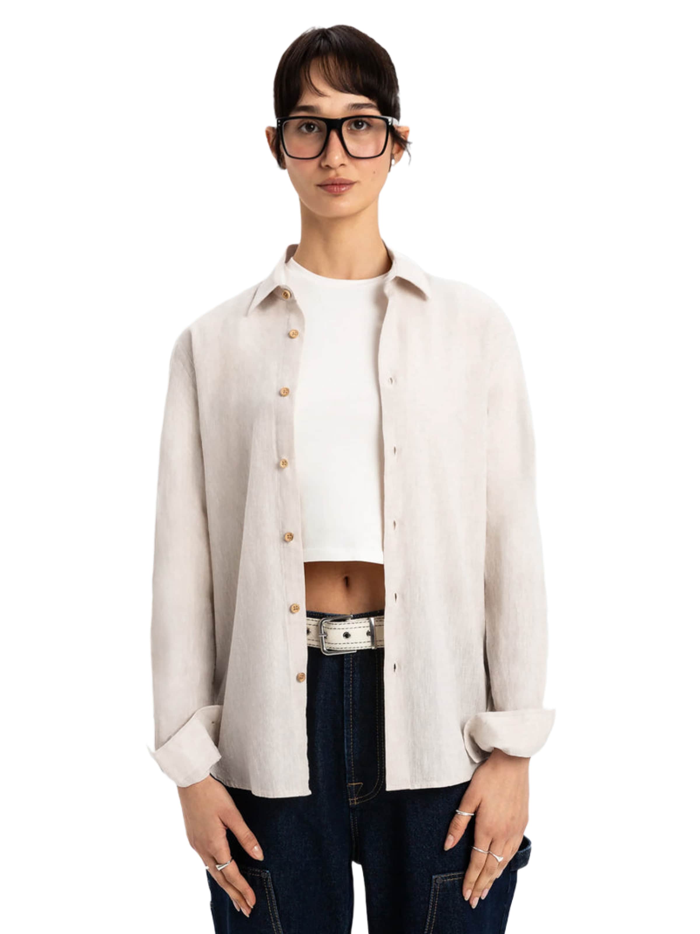 UNIQVIBE Blouse in Beige: voorkant
