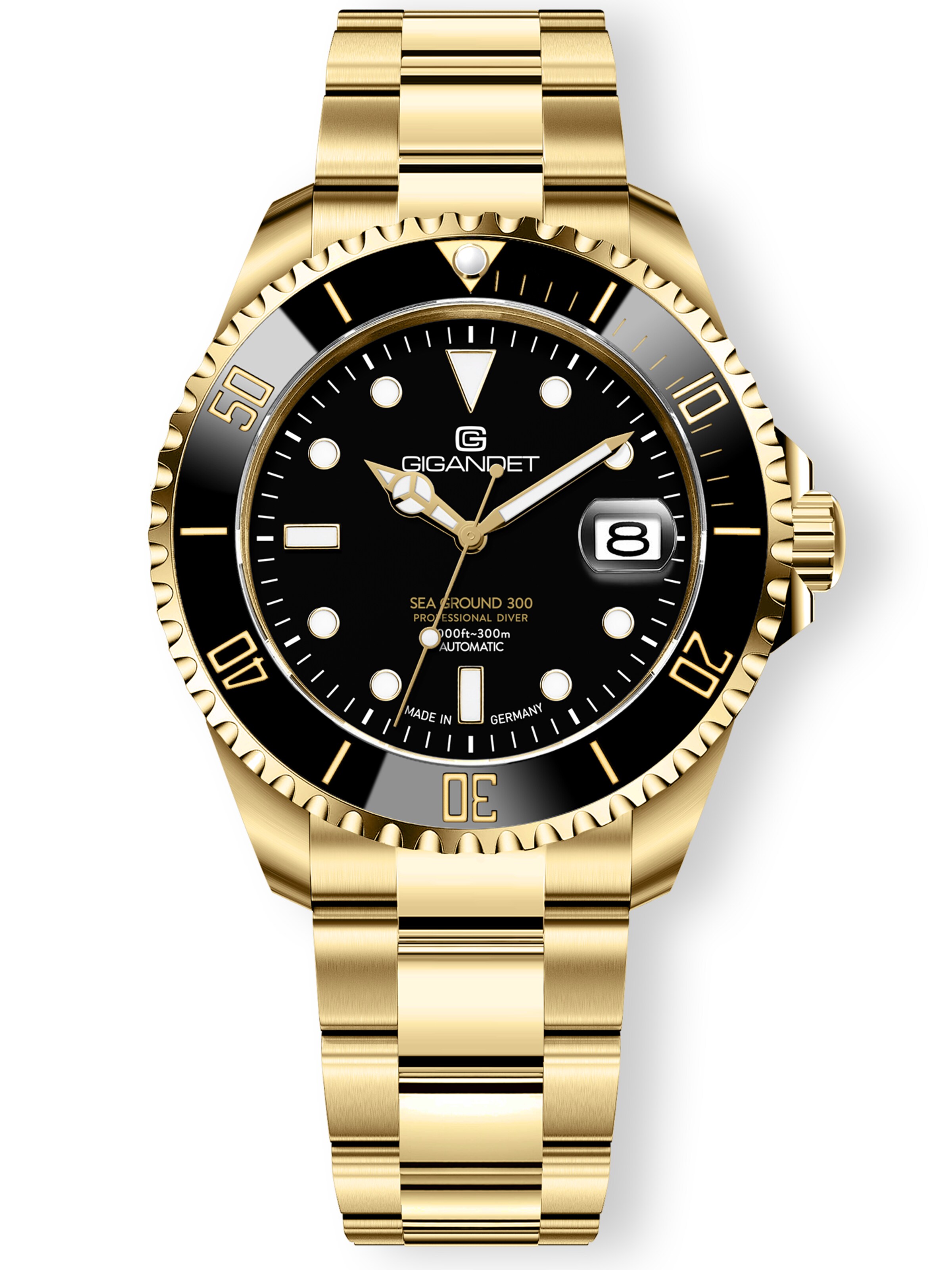 Gigandet Analog Watch 'SEA GROUND 300 CERAMIC DATE' in Black: front