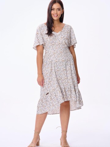 Blue Shadow Dress in Beige: front