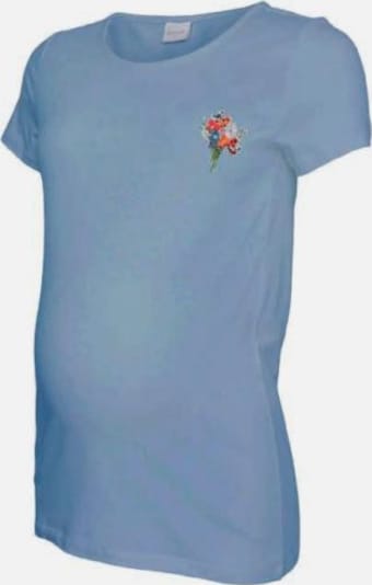 MAMALICIOUS T-shirt 'BIRDIE' en bleu clair / vert clair / rouge orangé / blanc cassé, Vue avec produit