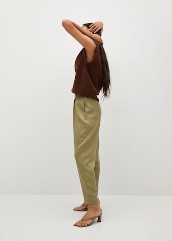 MANGO Tapered Pleat-Front Pants 'Nature' in Green