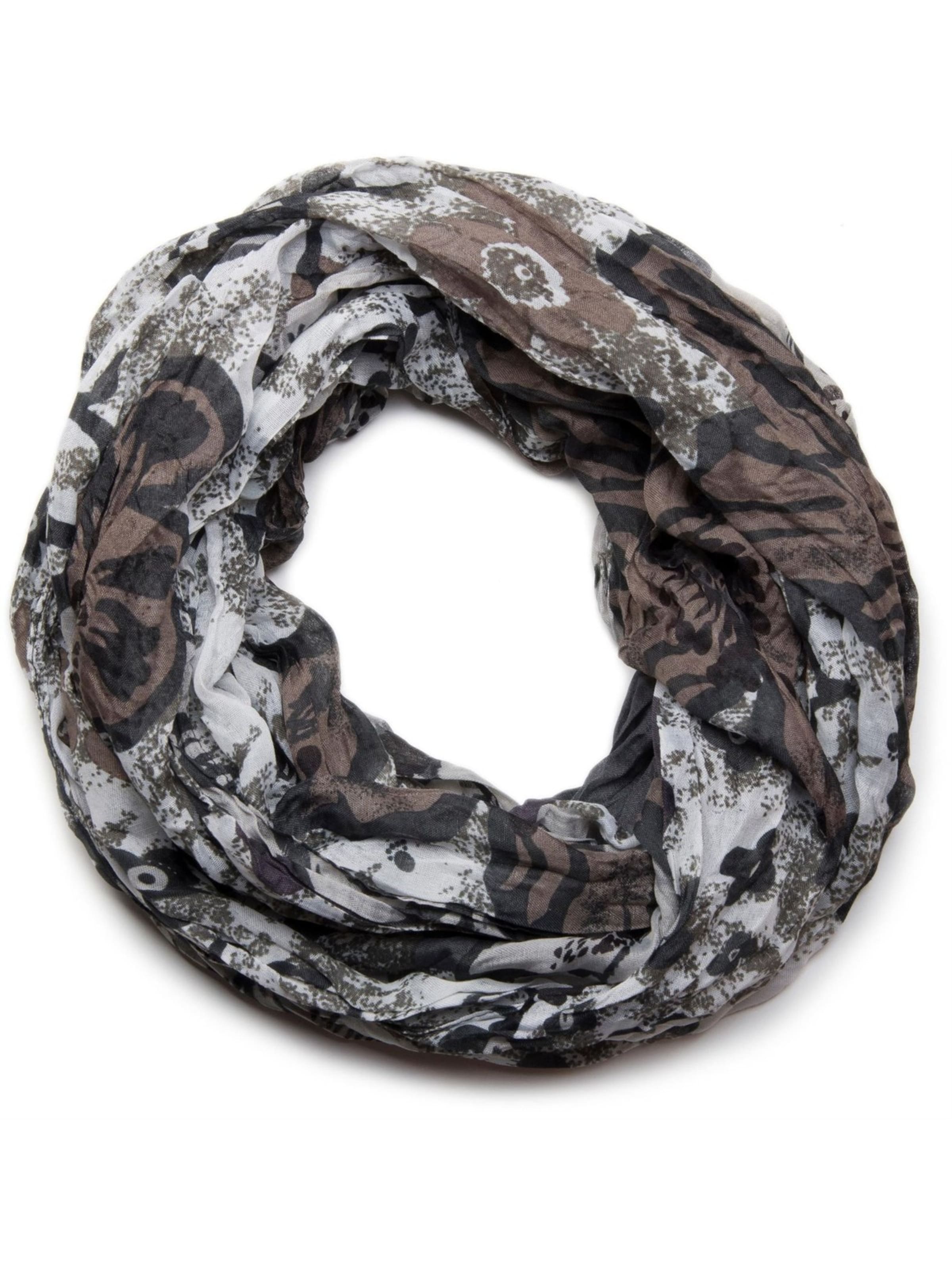 styleBREAKER Schlauchschal 'Loop mit Blumen Allover Print'‌‌‌‌‌‌‌‌ in Grau: Vorderseite
