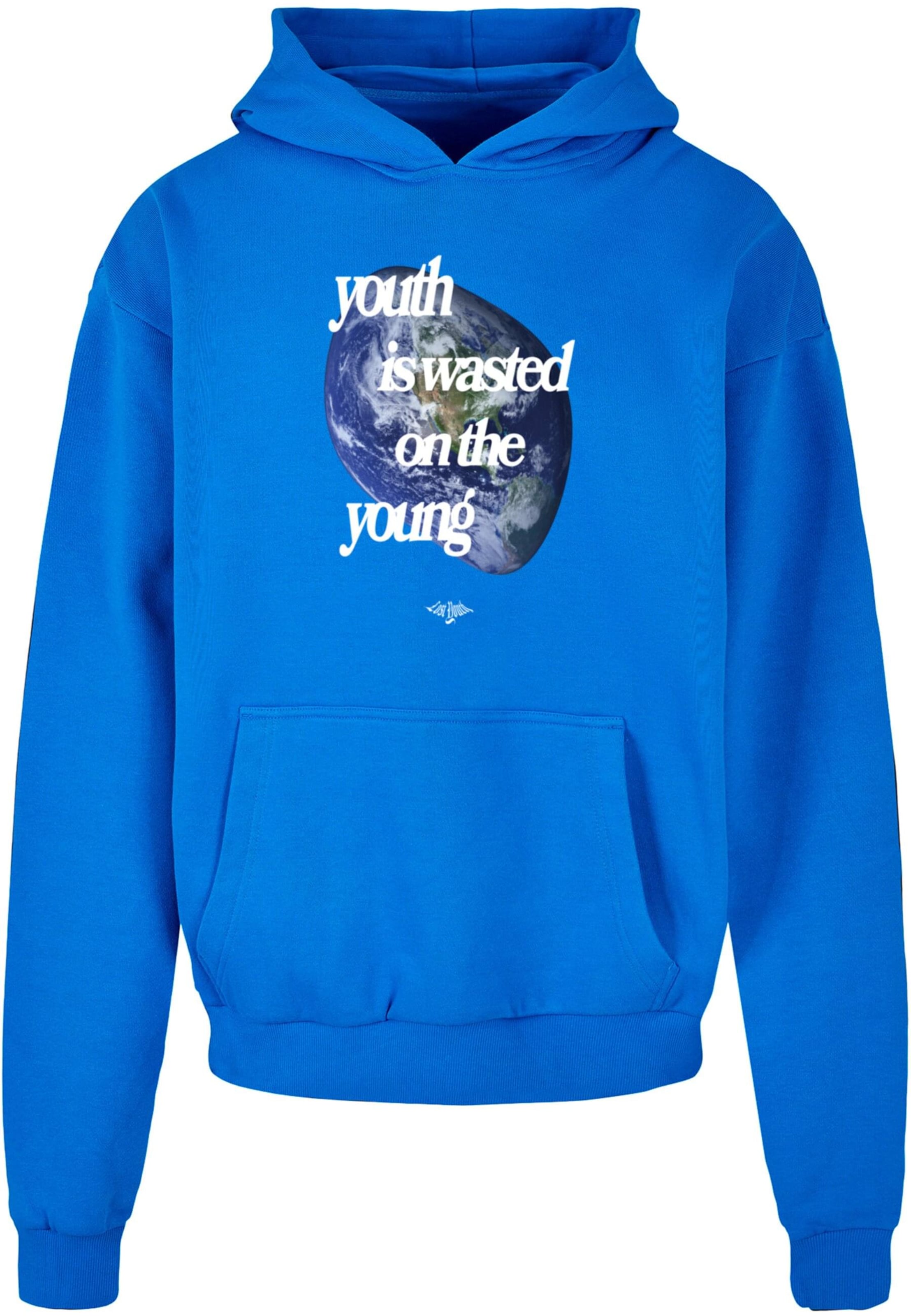 Lost Youth Sweatshirt 'World' in Blue: front