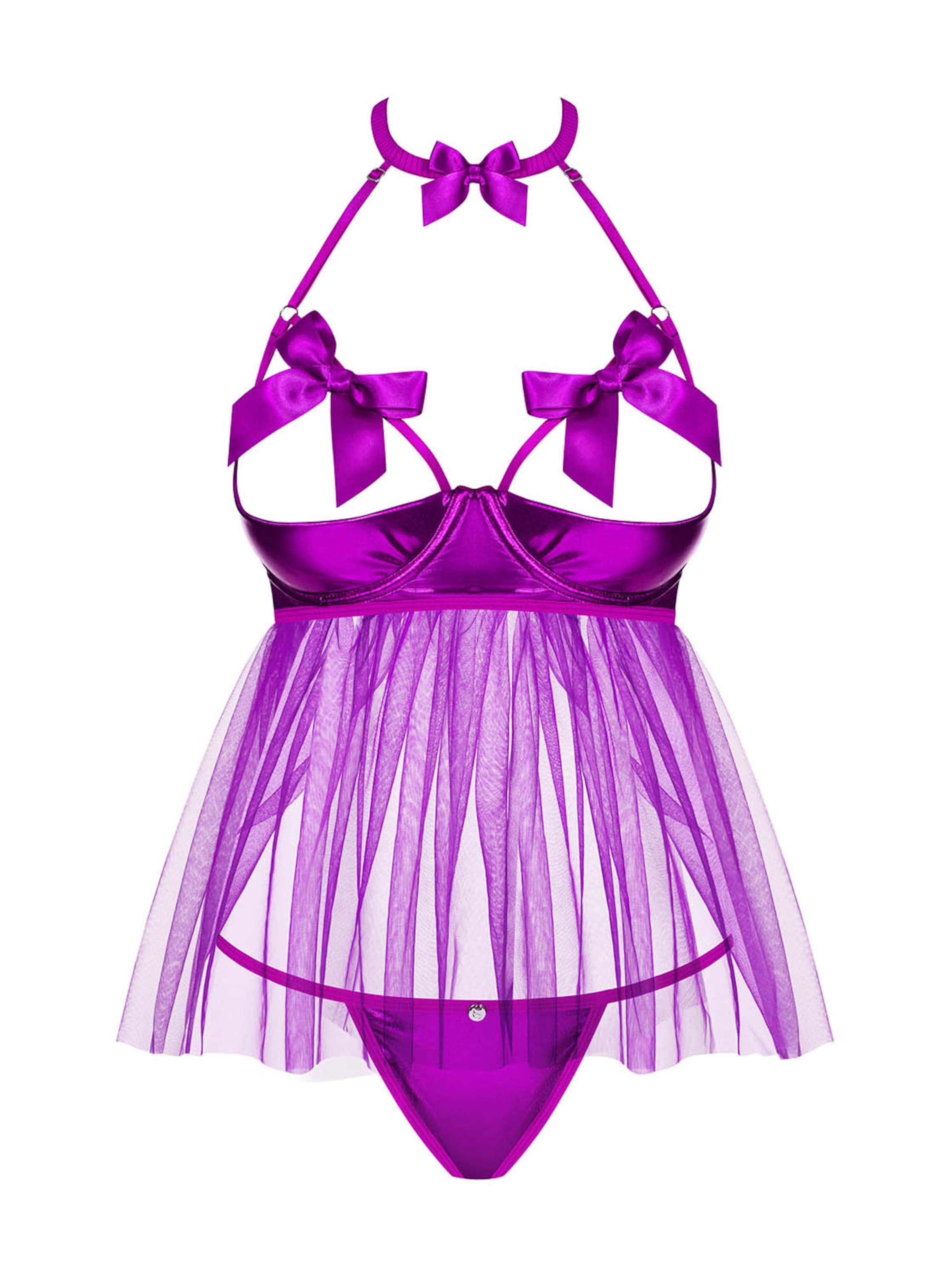 Obsessive Crotchless Lingerie 'Delishya Babydoll' in Purple: front