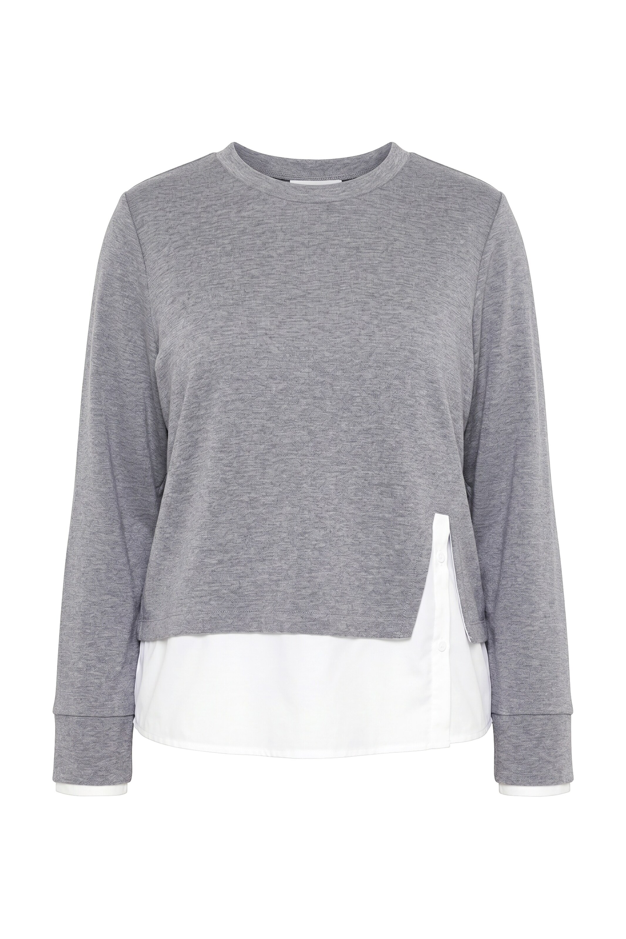 Ulla Popken Sweatshirt in M-L in de kleur Grijs gemêleerd / Wit, Productweergave