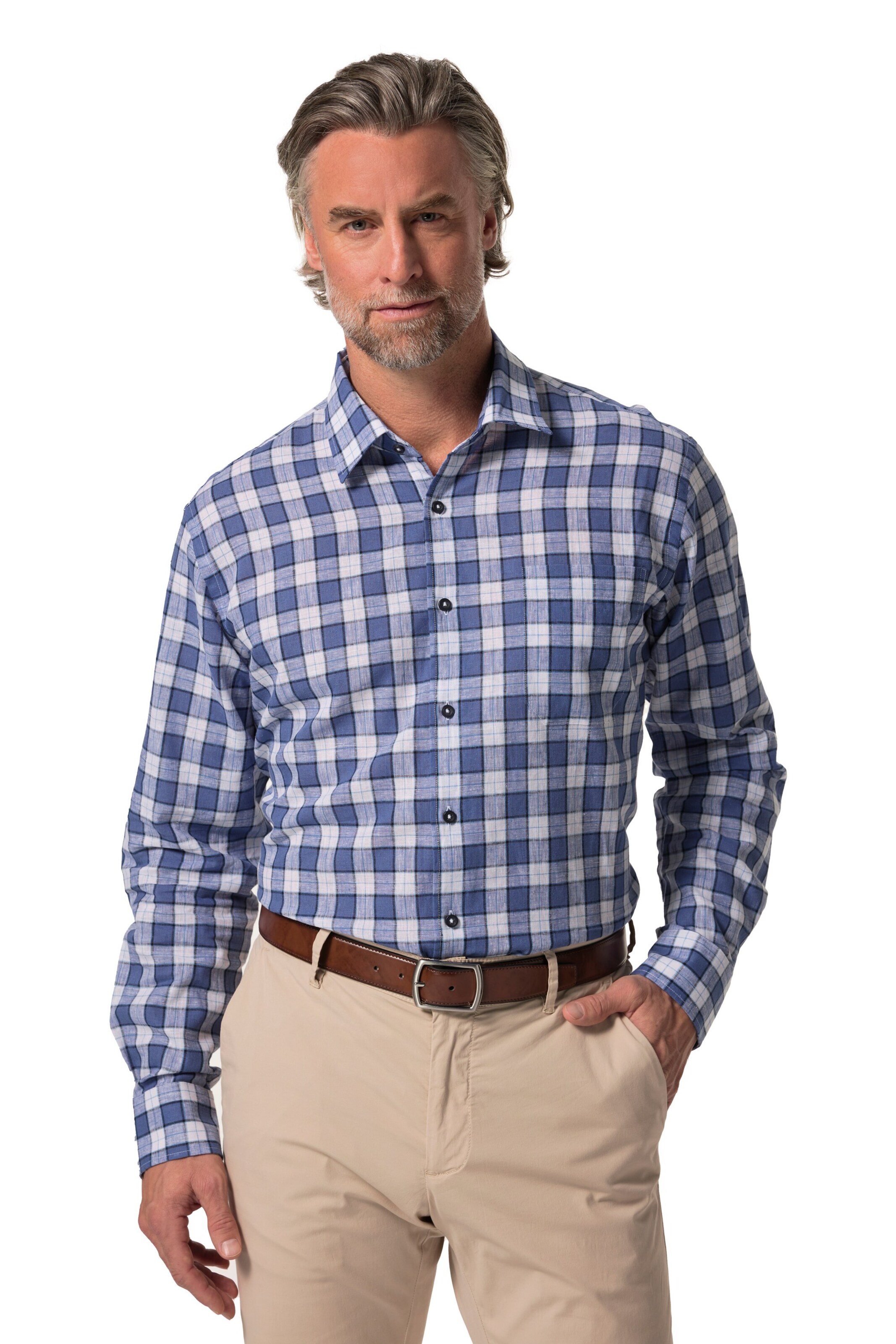 Boston Park Regular fit Overhemd in Blauw: voorkant