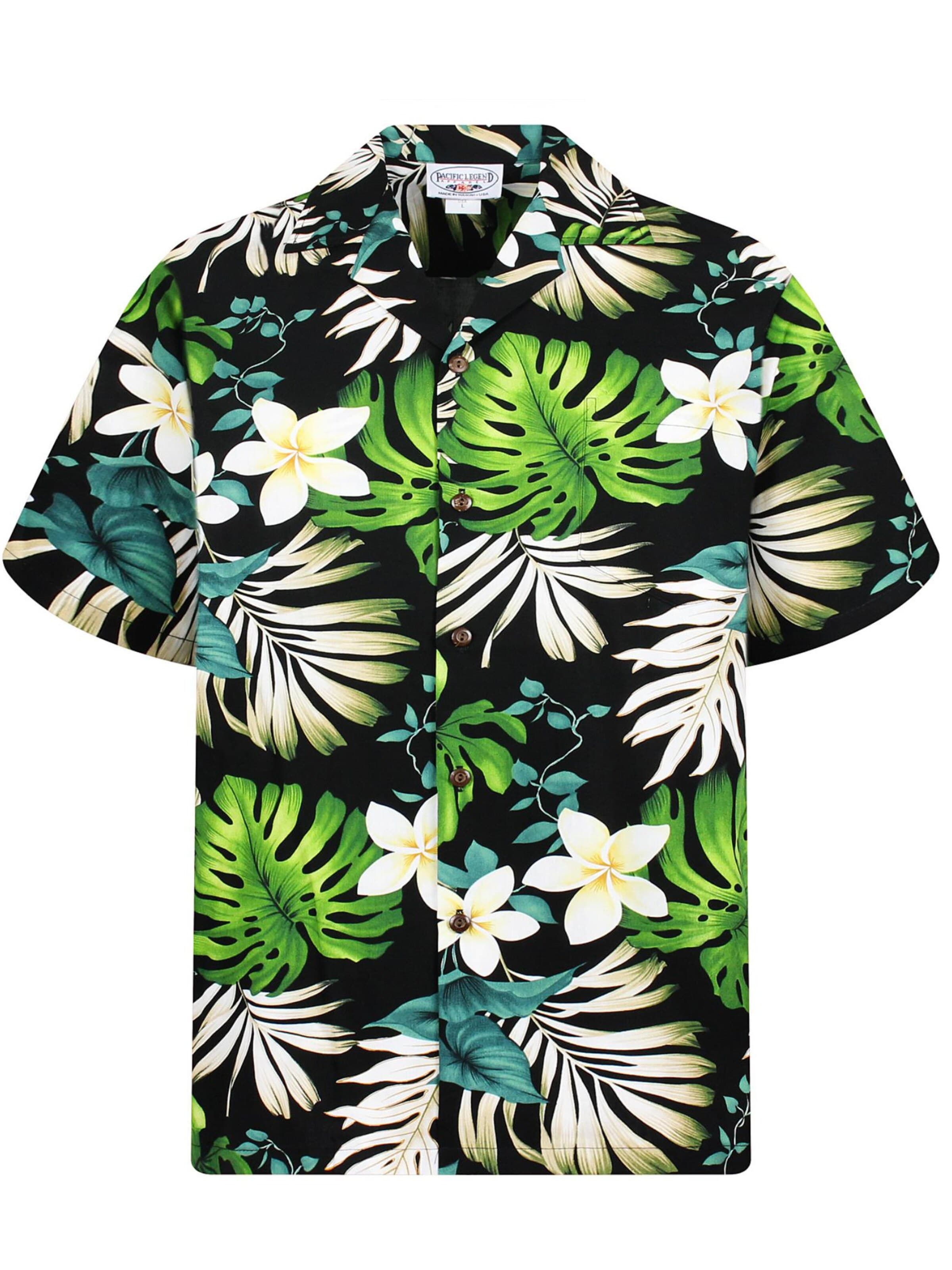 Pacific Legend Regular fit Button Up Shirt 'Palmenblätter' in Green: front