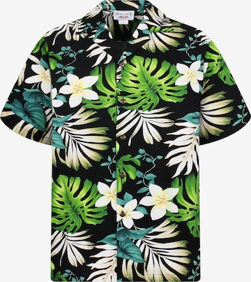 Pacific Legend Regular Fit Hemd 'Palmenblätter' in Grün: Vorderseite