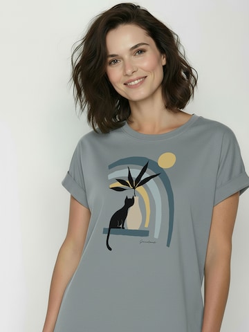 Maglietta ' Loony Cat Vase ' di GREENBOMB in grigio