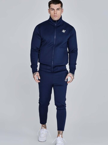 SikSilk Zip-Up Hoodie 'Essentials Poly Track Top' in Blue