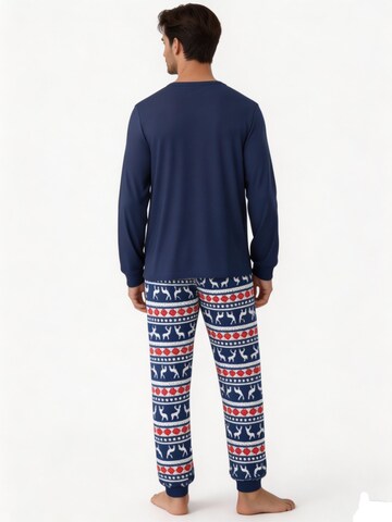KoJooin Pajamas long 'Herren Set Weihnachten Pyjama Langarm Rundhals Rentier Muster Homewear' in Blue