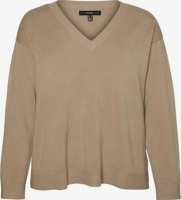 Pull-over 'VMCGOLD' Vero Moda Curve en marron : devant