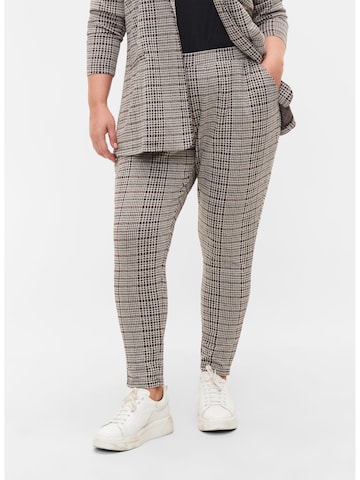 Tapered Pantaloni 'MADDISON' de la Zizzi pe bej: față