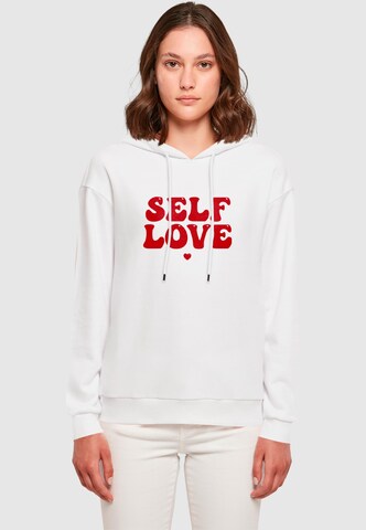 Merchcode Sweatshirt 'Self Love' in Weiß: Vorderseite