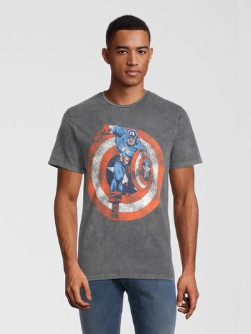 Recovered Shirt 'Marvel Captain America Shield' in Grijs: voorkant