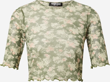 Fashion Union Shirt 'DREW' in Groen: voorkant