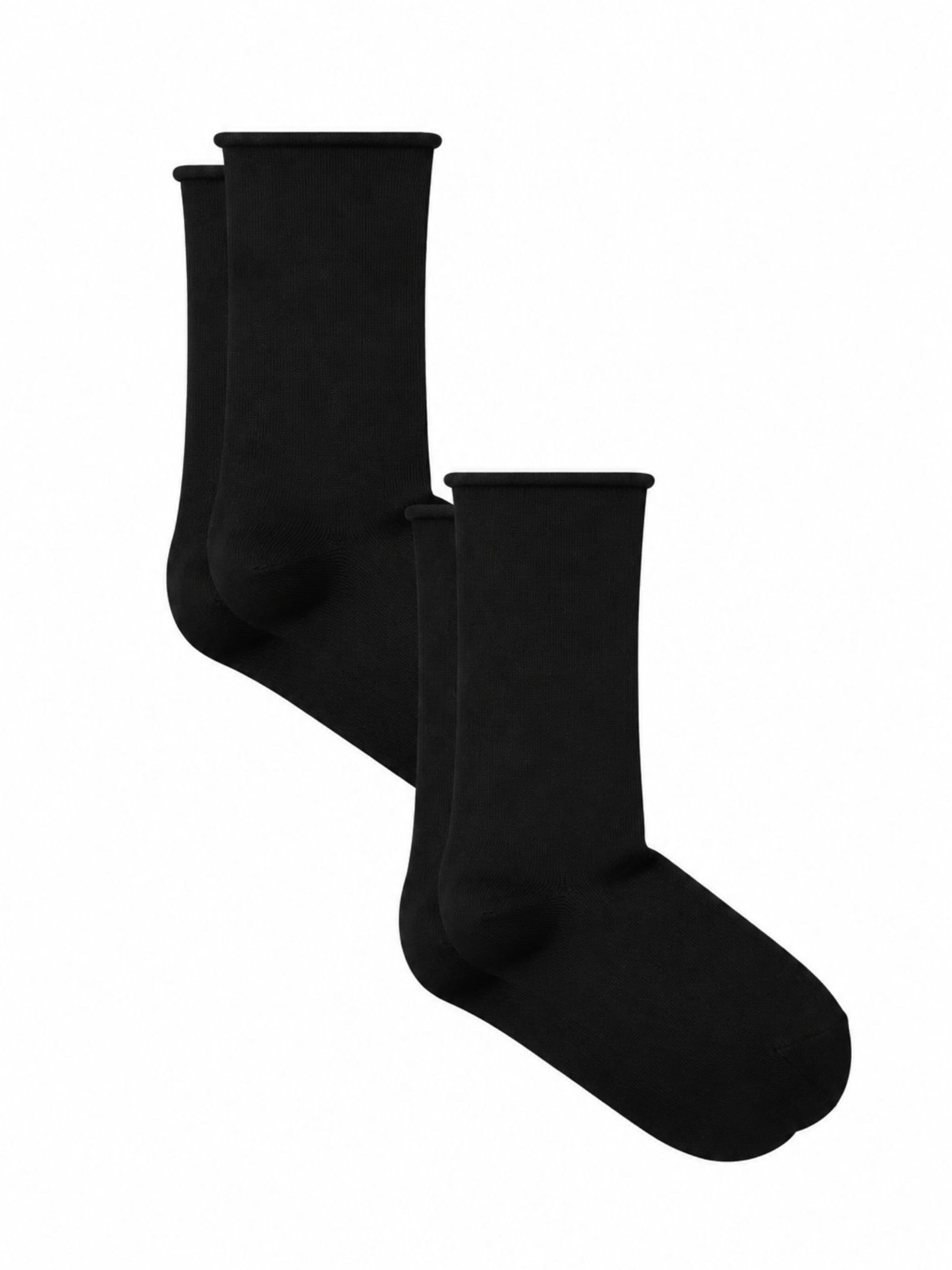 Albero Natur Socken 'Bio-Baumwoll-Socken mit Rollrand Unisex – 2er Pack'‌‌‌‌‌‌‌‌‌‌ in Schwarz: Vorderseite