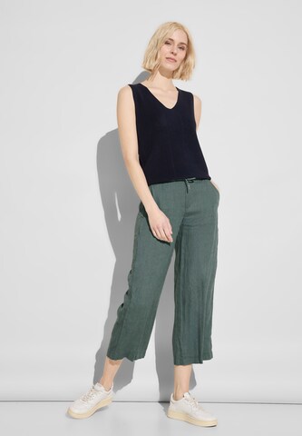 STREET ONE Wide leg Trousers with creases 'Emee' in Green