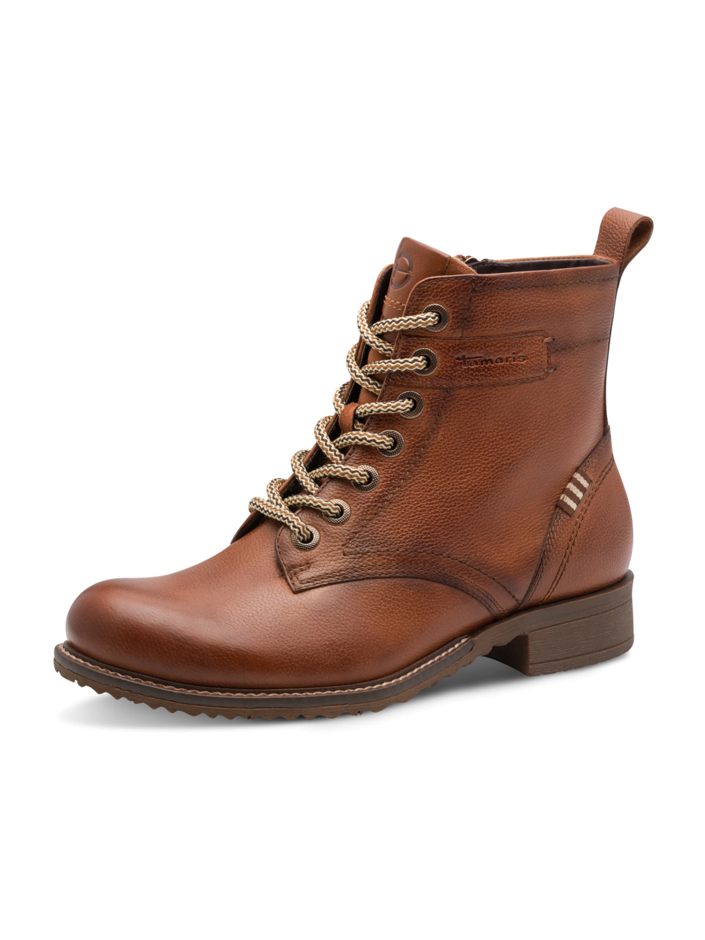 Tamaris Lace-Up Ankle Boots in Brown: front