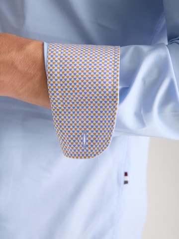 Slim fit Camicia business 'Leonardo Sport Poplin Stretch Man Shirt Black' di 7Camicie in blu