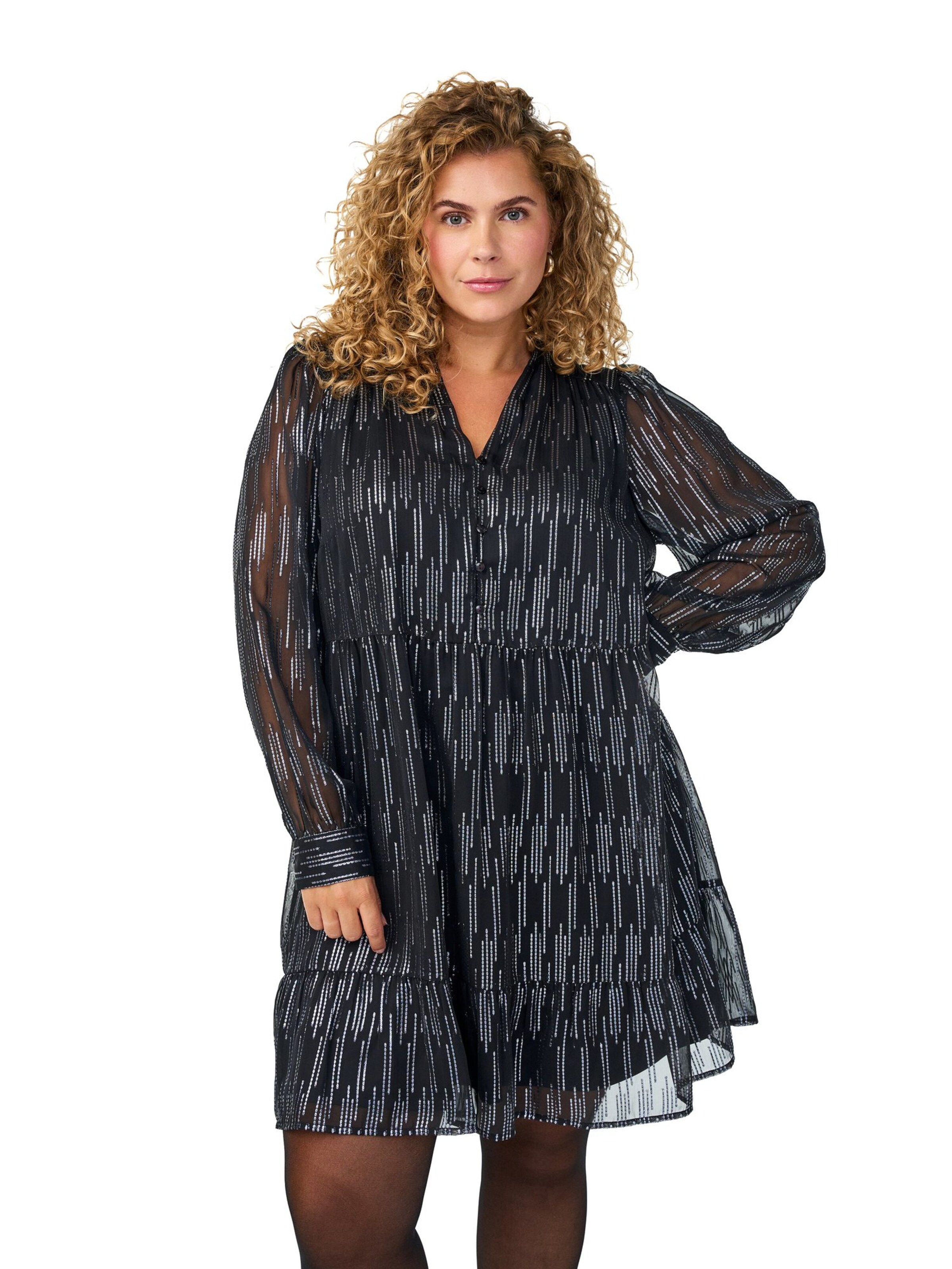 Zizzi Kleid 'Cafania' in Schwarz: Vorderseite