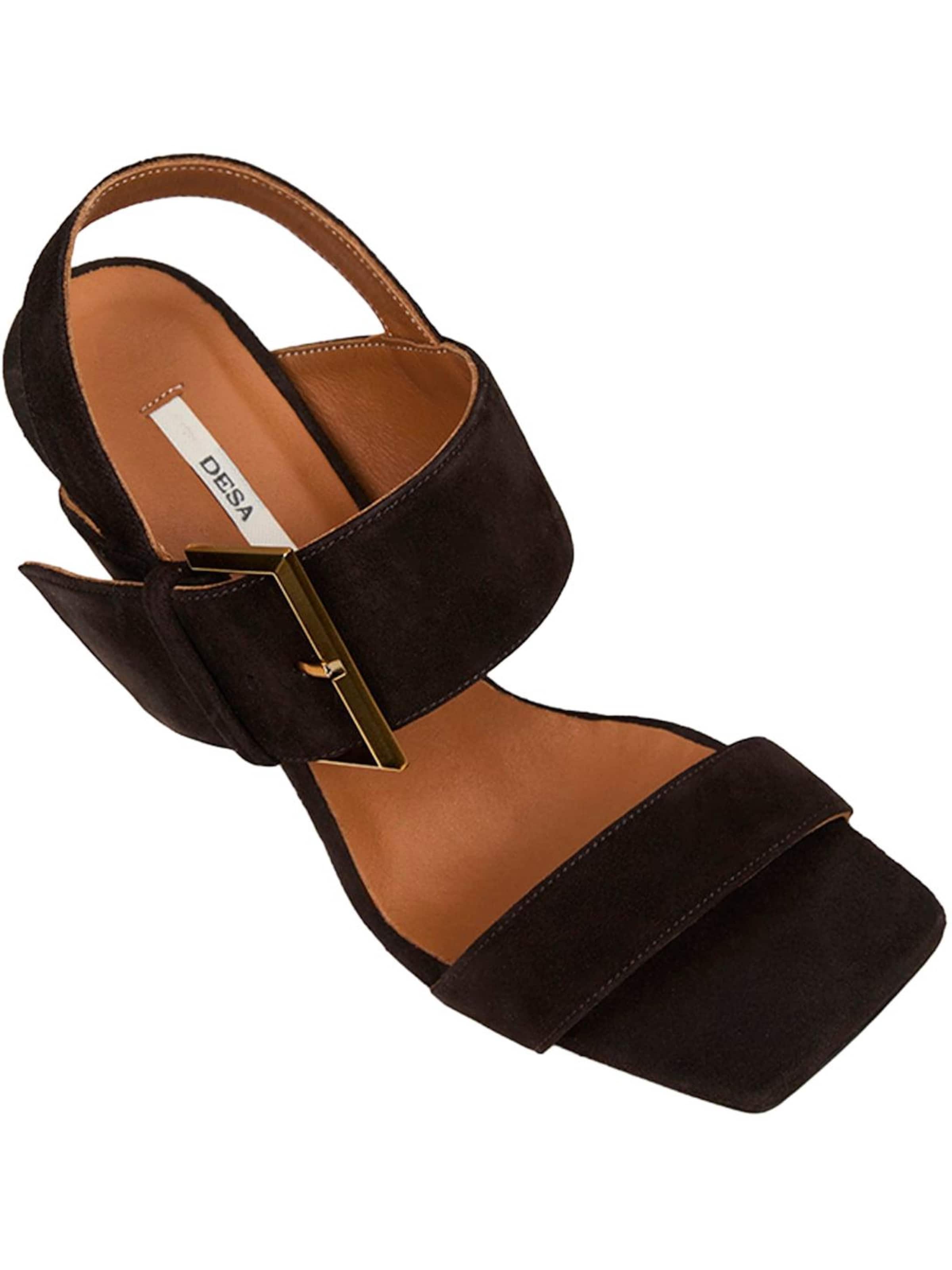 Desa Strap sandal 'DESA Damen-Abendsandalen aus Wildleder mit Schnallendetail' in Brown