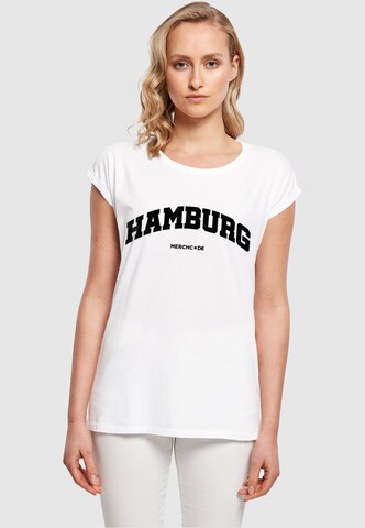 Merchcode T-Shirt 'Hamburg' in Weiß: Vorderseite