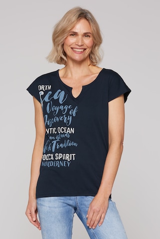 Soccx Ärmelloses Shirt mit Print und Elastiksaum in Blau: Vorderseite