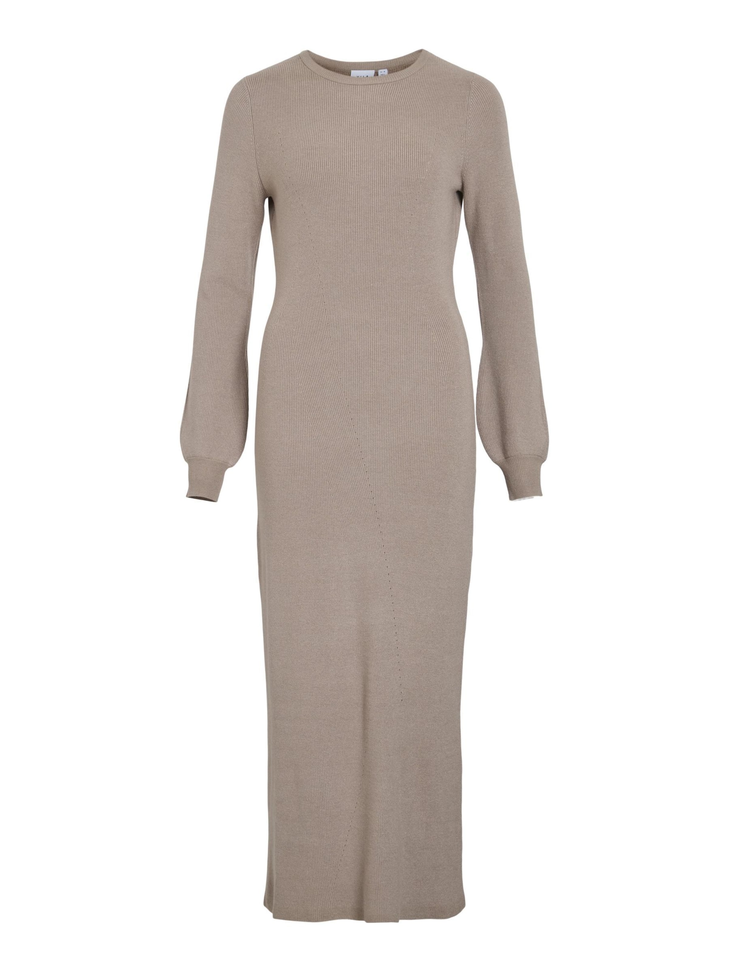 VILA Strikkjole i beige: forside