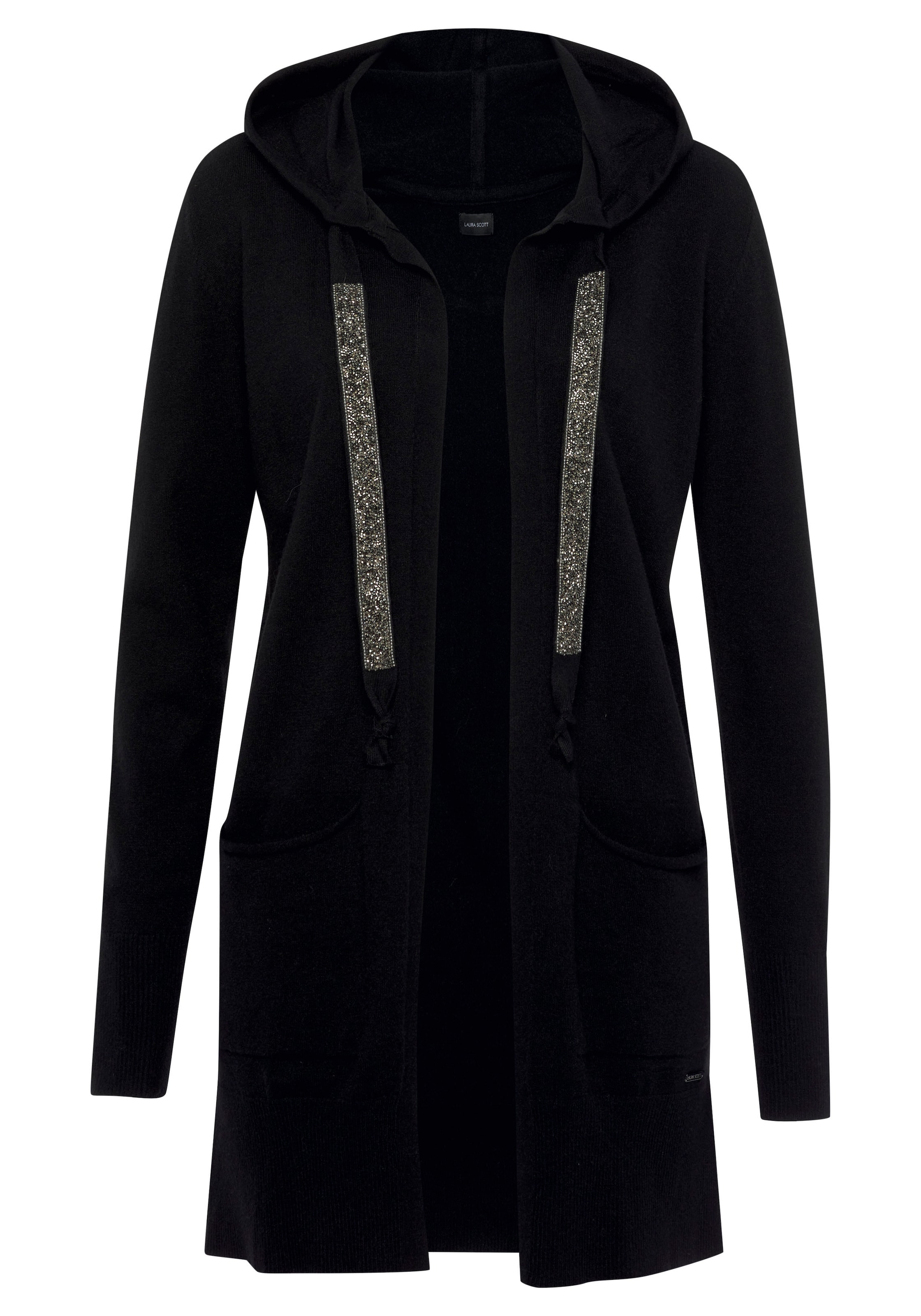 LAURA SCOTT Strickjacke in Schwarz: Vorderseite