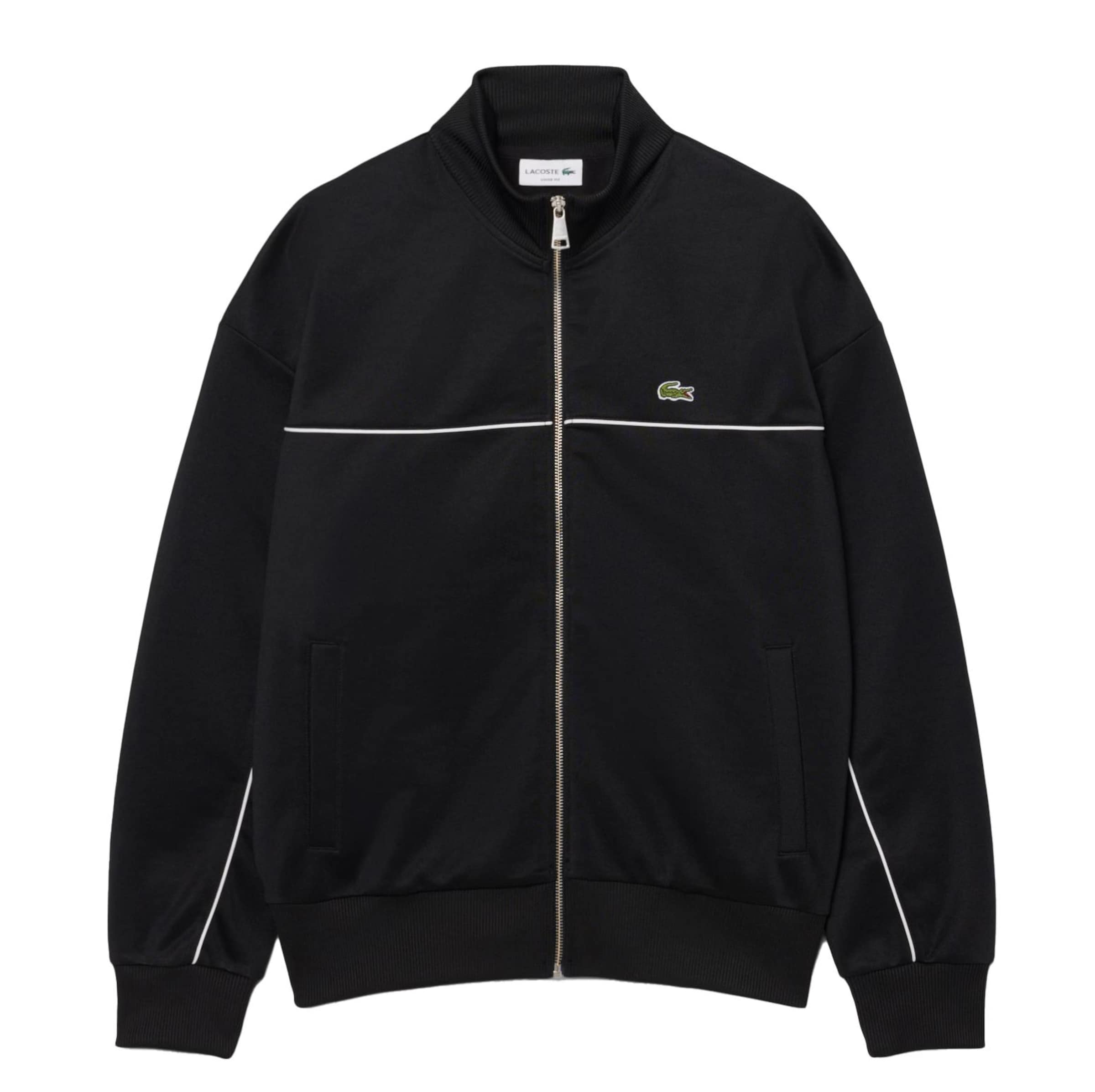 LACOSTE Athletic Jacket in Black: front