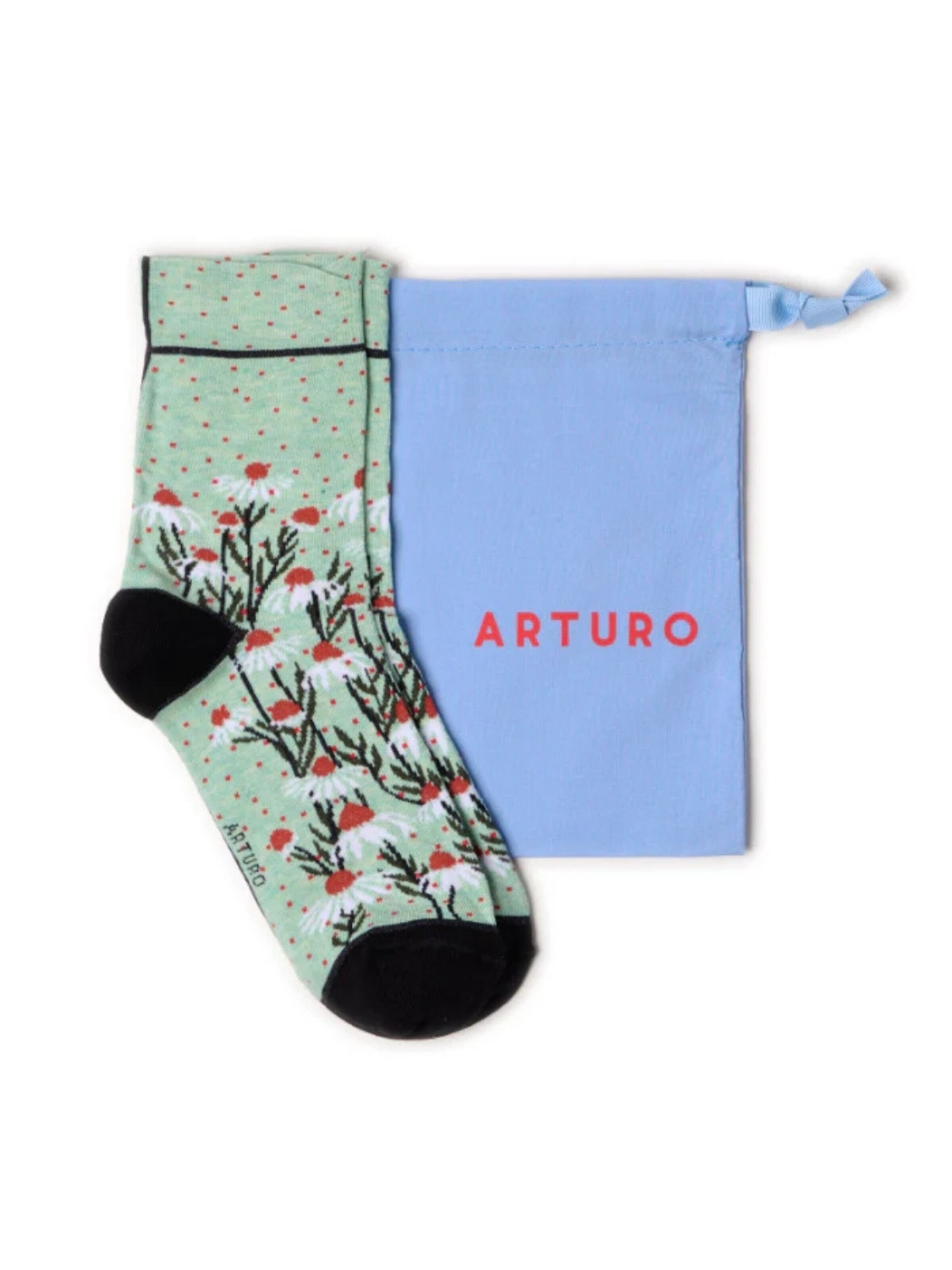 Calzino 'Margherita e Arturo' di Arturo in verde: frontale