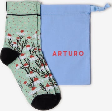 Calzino 'Margherita e Arturo' di Arturo in verde: frontale