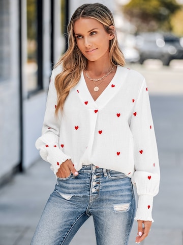Cupshe - Blusa 'Embroidered Heart' em branco