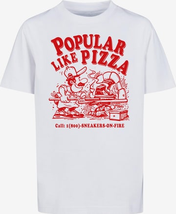 Mister Tee Shirt 'Kids Like Pizza' in Wit: voorkant