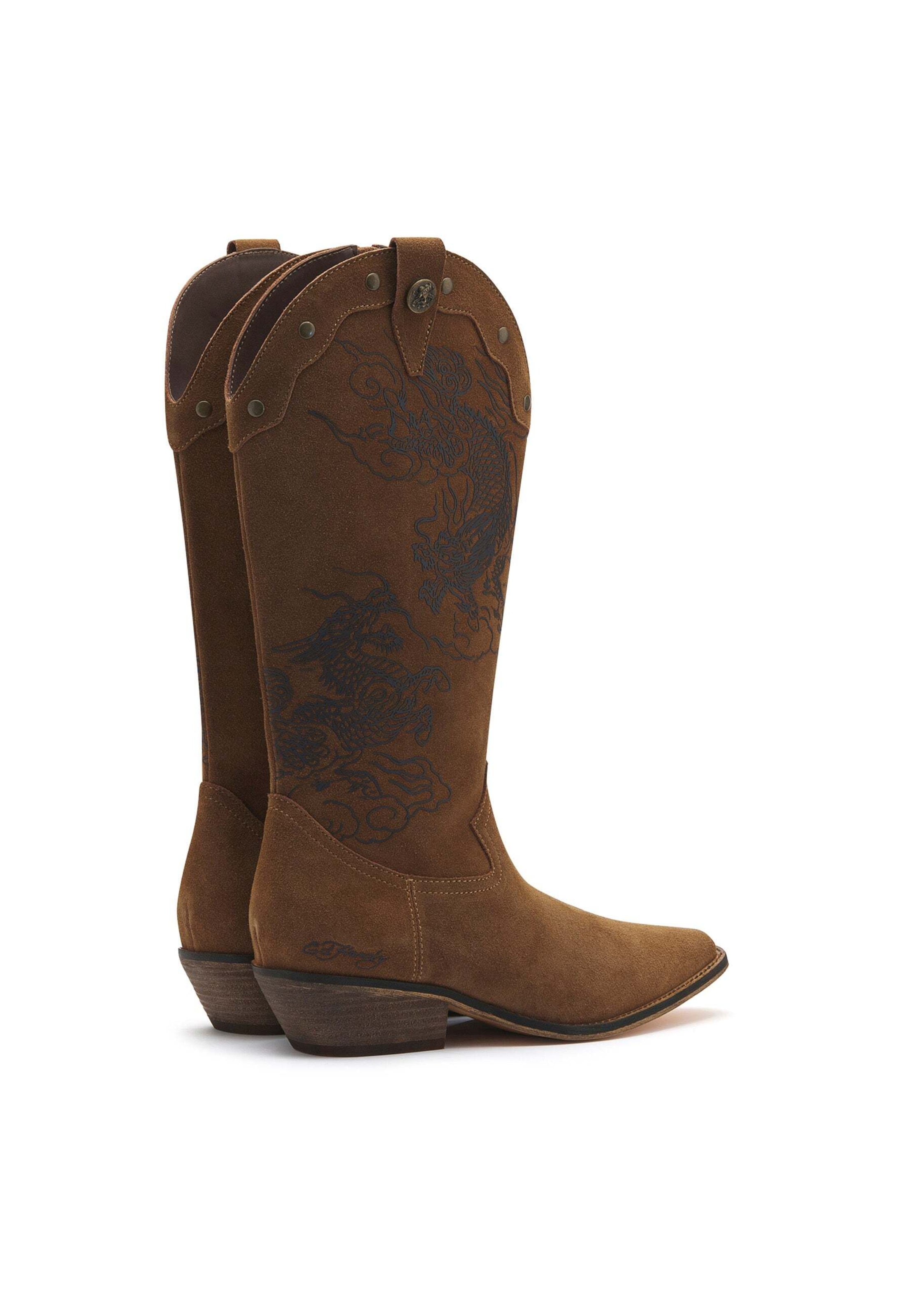 Ed Hardy Καουμπόικη μπότα σε καφέ