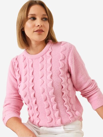 Pullover di Bianco Lucci in rosa: frontale