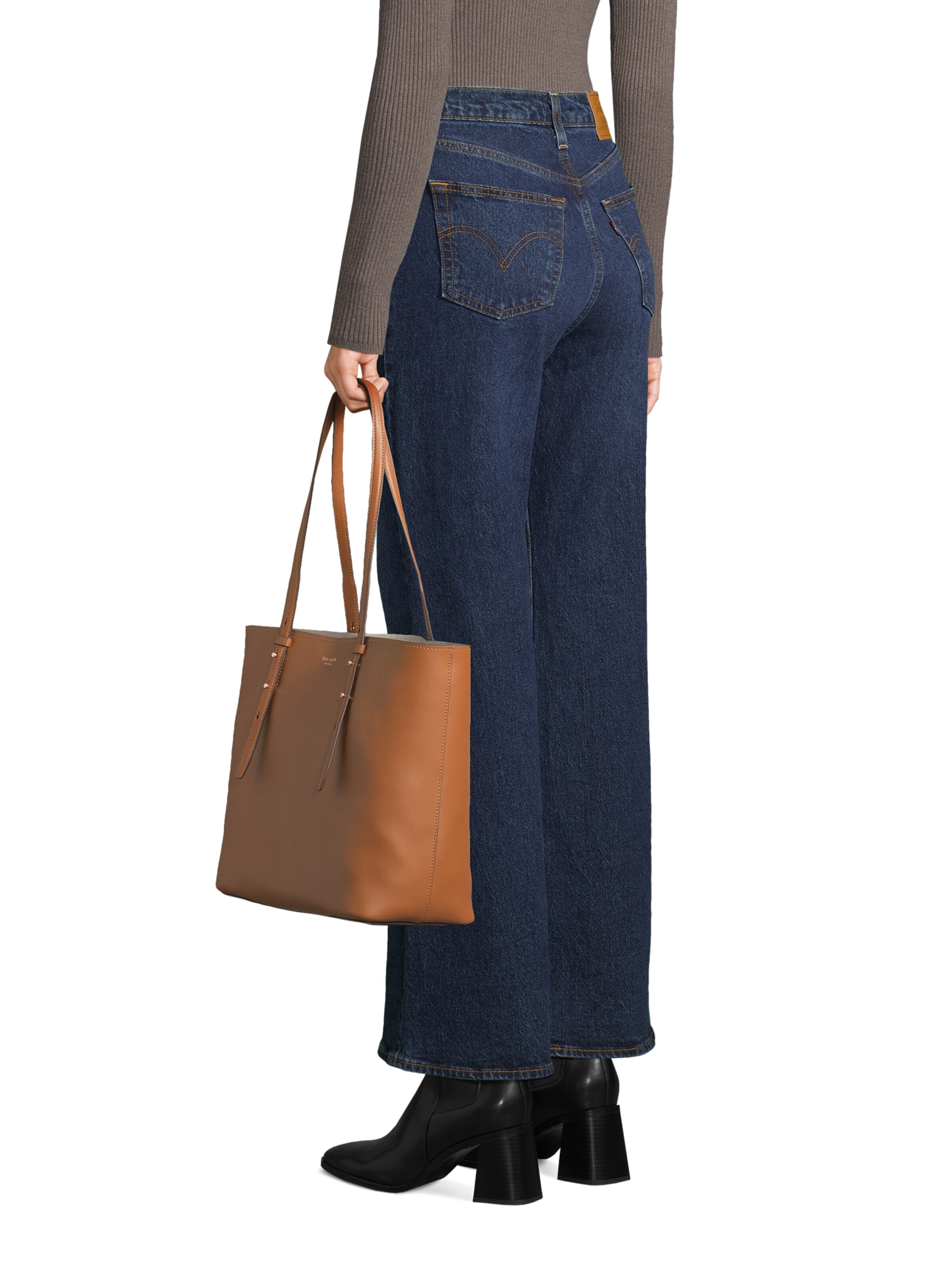 Cabas 'Do It All Fine Grain Leather Large Tote' Kate Spade en marron