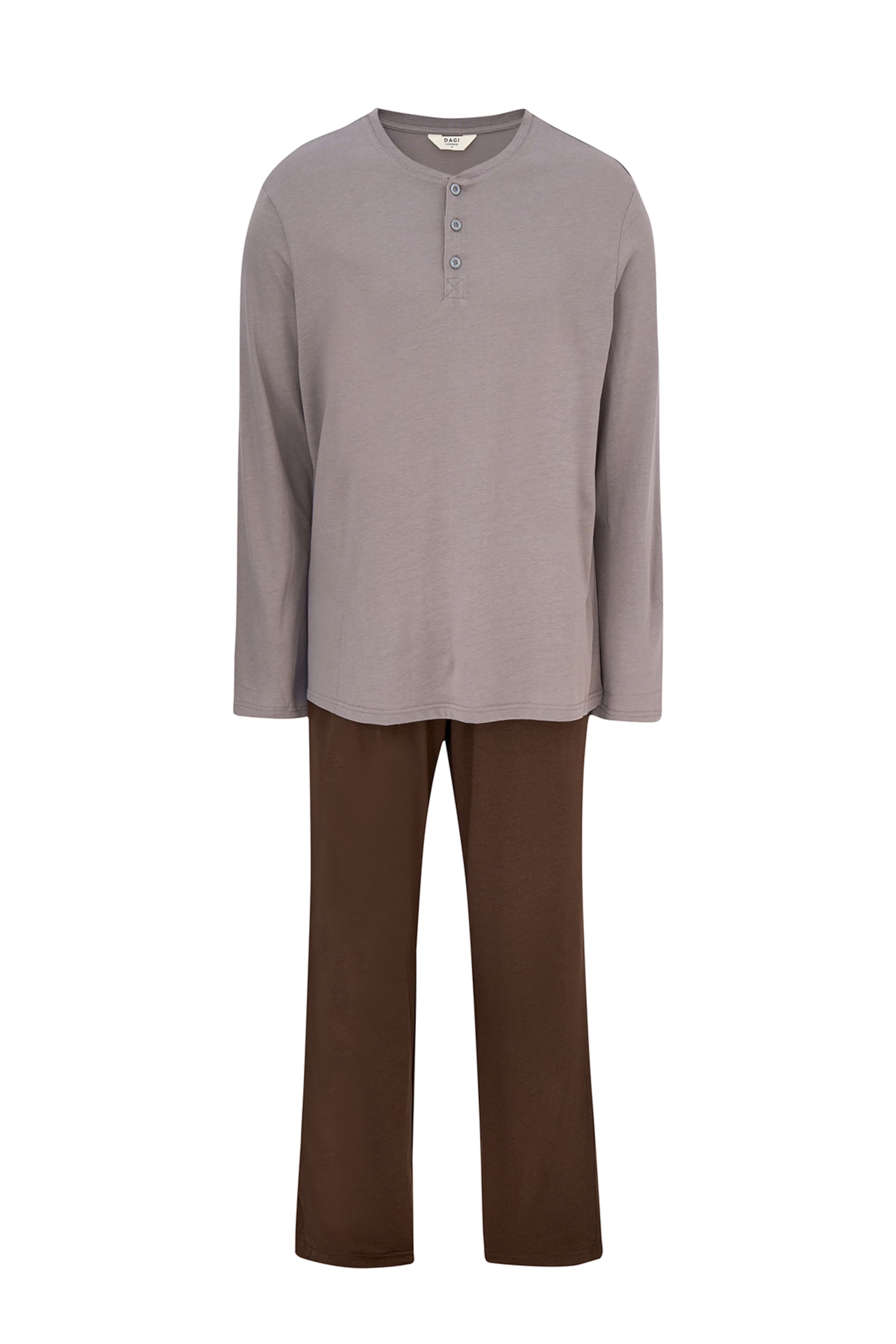 Dagi - Pijama largo en marrón: frente