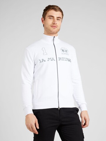 La Martina Sweat jacket 'Urbanus' in White: front