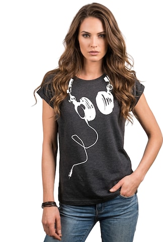 MAKAYA Shirt 'Kopfhörer' in Grey: front